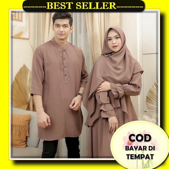 Cod Gamis Couple Sarimbit Suami Istri Murah Terbaru Pasangan Muslim Busana Keluarga Lebaran 2022 Cod