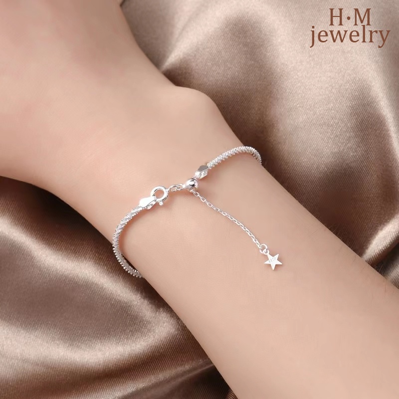 Gelang Tangan Rantai Sterling Silver 925 Simple Berkilau Untuk Wanita