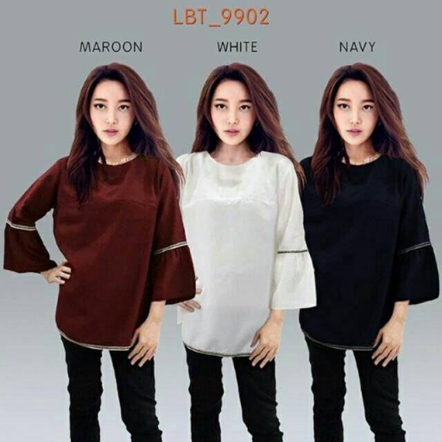 Renda Blouse Blus Atasan Tunik Wanita Lengan Panjang  Murah - Lovelybutik