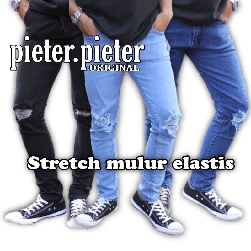 Celana Jeans Pria sobek lutut robek ripper destroy premium bioblitz bio blitz size 27-38