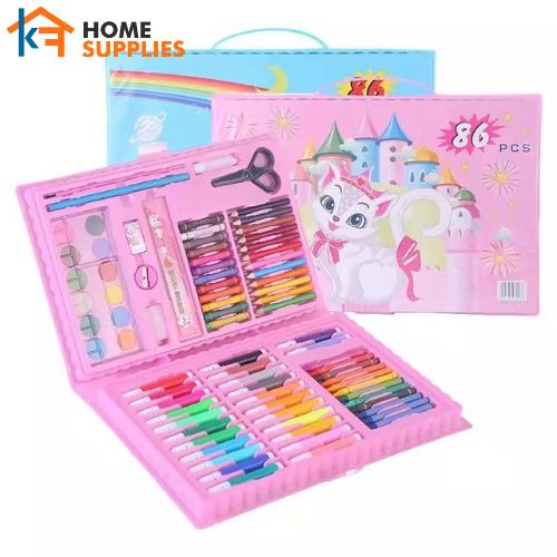 【KF】Set Pensil Crayon Perlengkapan Sekolah Menggambar Anak Isi 86 Pensil Warna