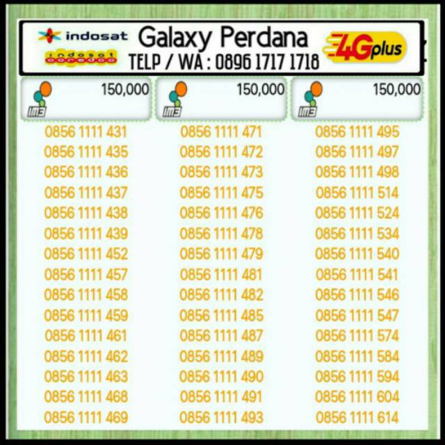 NOMOR CANTIK INDOSAT IM3 4G 11 DIGIT 0856 1111