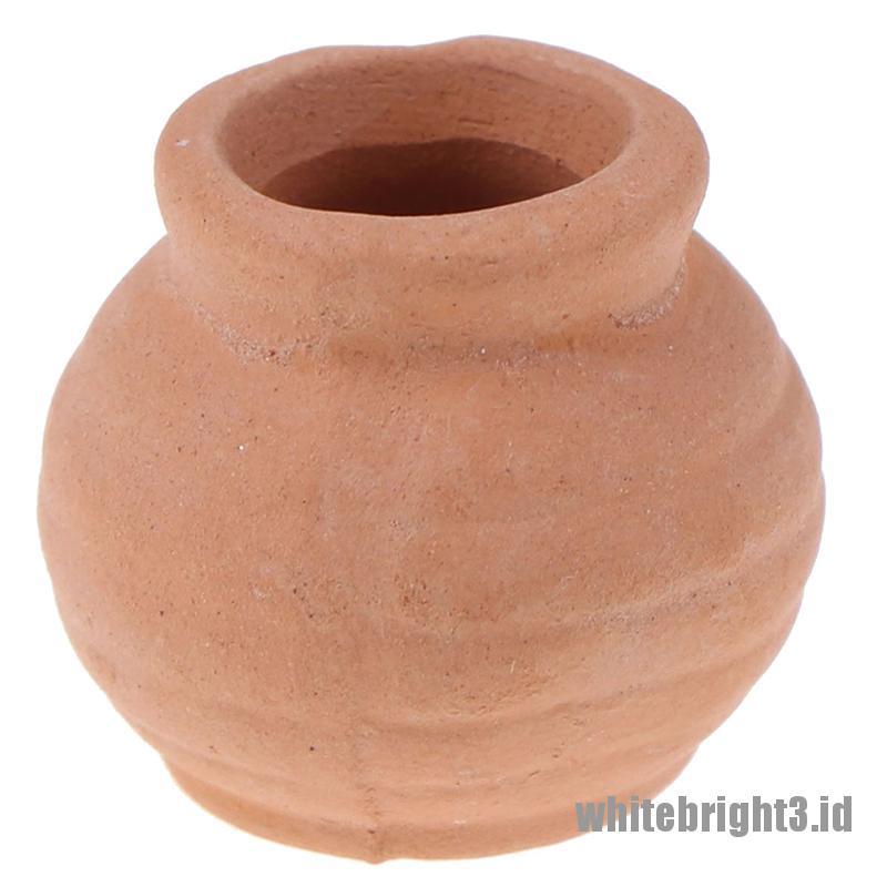 (white3) Miniatur Pot Bunga Keramik Skala 1: 12 Untuk Dekorasi Rumah Boneka