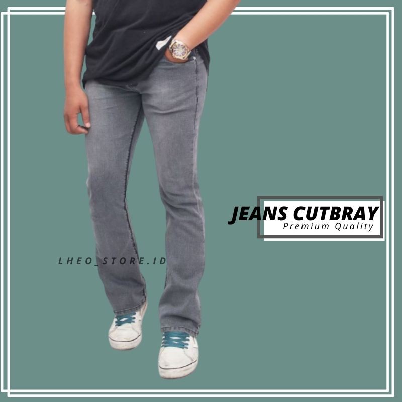 Celana Jeans Cutbray Pria Original Bootcut Bahan Stretch Melar / Celana Cutbray Cowok Murah Celana L