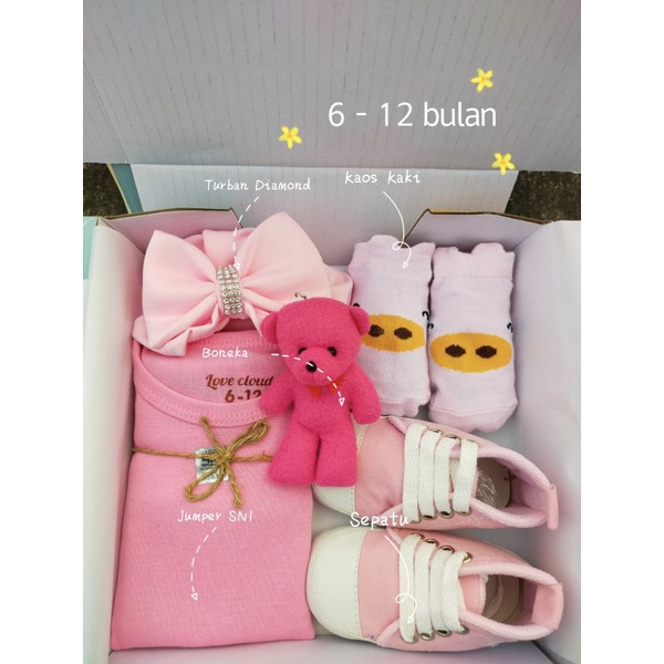 Hampers Bayi Newborn Baby Gift Set Unisex Kado Lahiran Parcel Bayi Laki-laki Perempuan-Premium Pink Turban