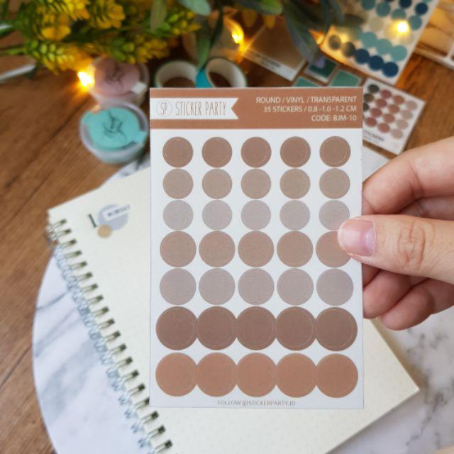 [Sticker Party] Sticker Dot Mini Transparan Bulat Warna Palette Gradasi 0,8 CM- 1CM-10-Gold