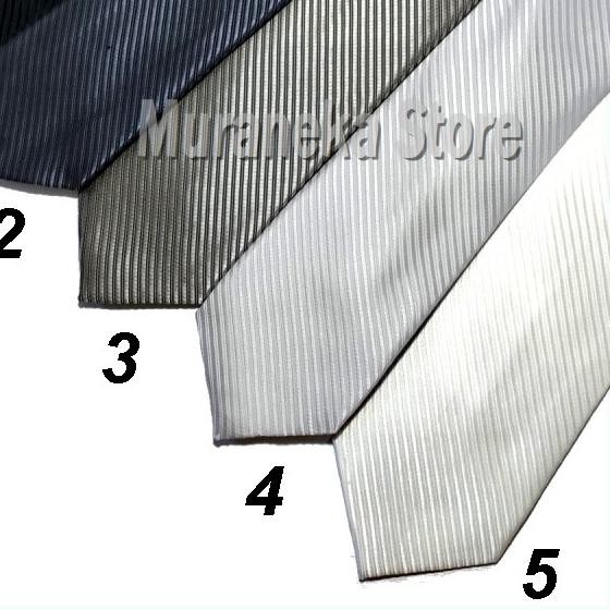 ✷ Dasi Panjang Garis Hitam Abu Silver Putih Formal Wisuda Jas Ospek Pria Cowok Dewasa Pengantin Form