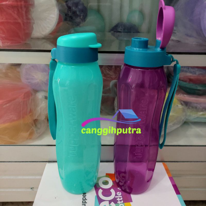 botol minum eco 1 liter tupperware new ungu tosca tutup flip