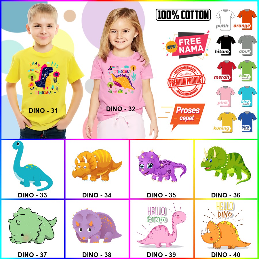 Kaos Ulang Tahun Dinosaurus Dino ULTAH COUPLE ANAK DAN DEWASA