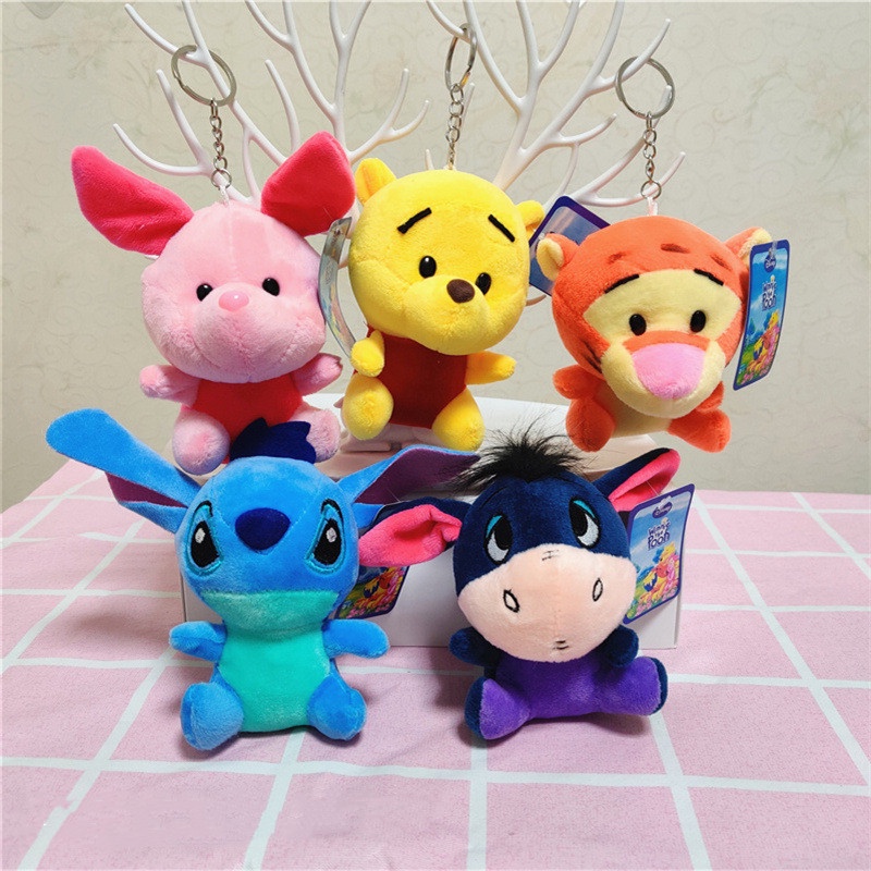 Gantungan Kunci Boneka Winnie the Pooh Eeyore Tigger Piglet Bahan Plush Ukuran 10CM