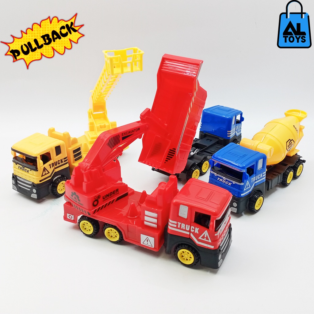 Mainan Mobil Konstruksi Set MT06 Truck Tronton / Exsavator / Crane / Mixer