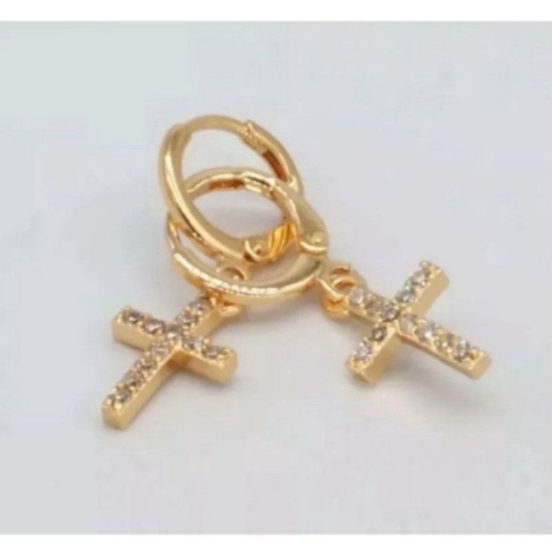 Anting titanium motif jepit salib fashion wanita Terbaru termurah anti luntur