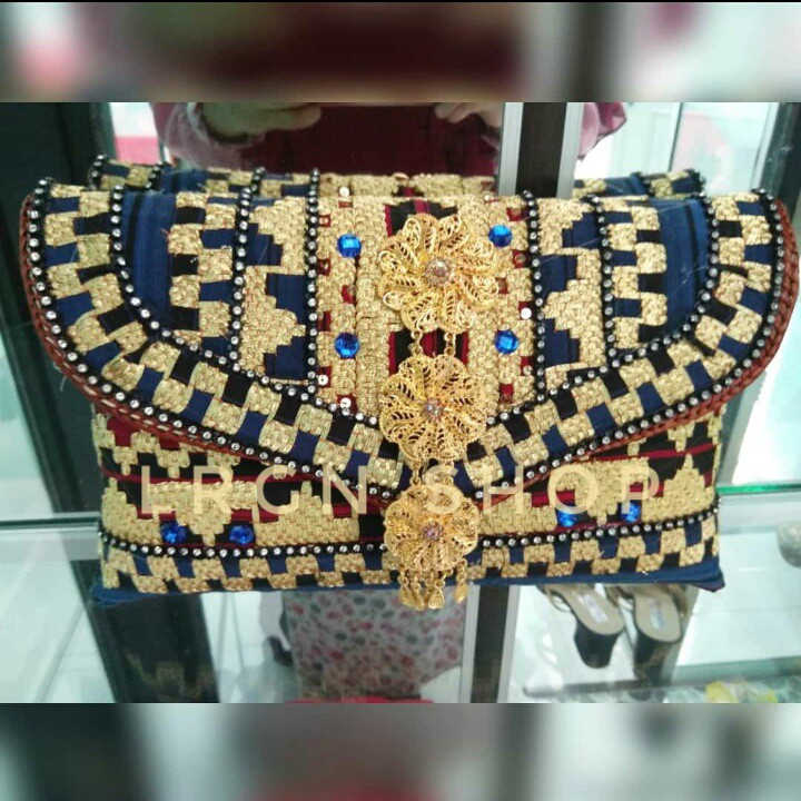 CLUTCH TAPIS NAVY_GOLD