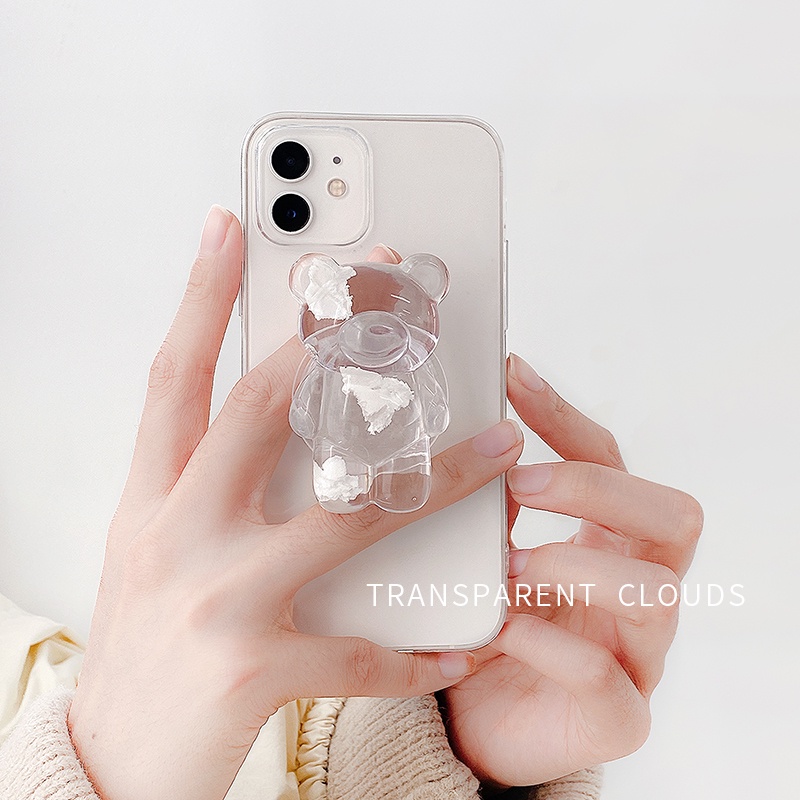 Popsocket Smartphone Motif Beruang 3D Transparan