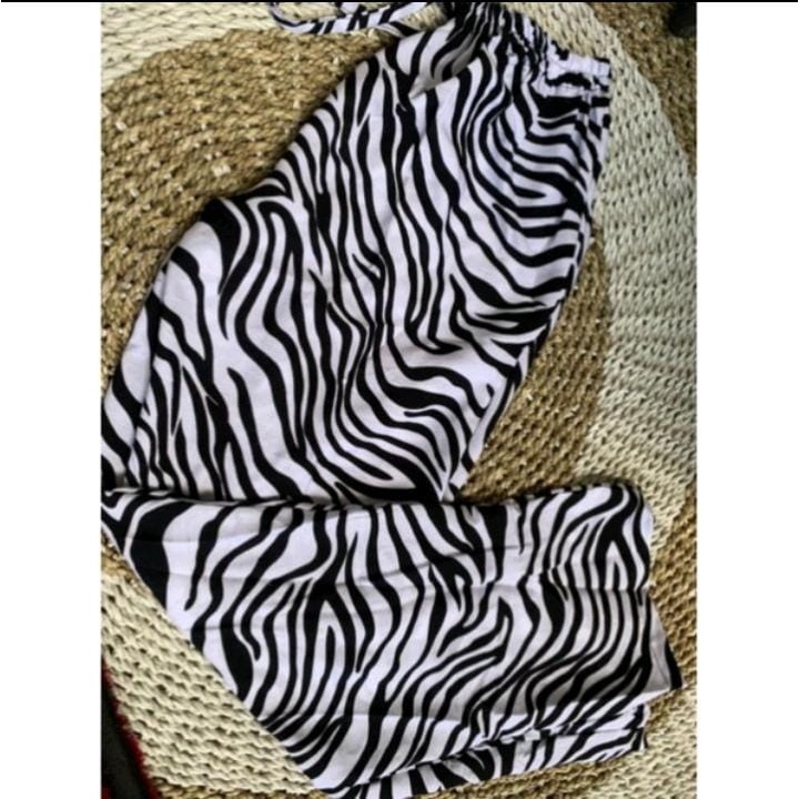 Celana Wanita// kulot motif animal zebra// celana panjang wanita motif