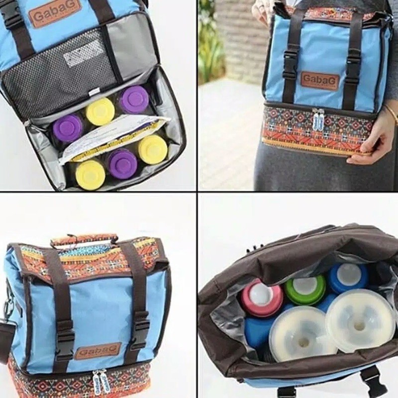 COOLER BAG GABAG TENUN BIRU - TAS PENDINGIN ASI