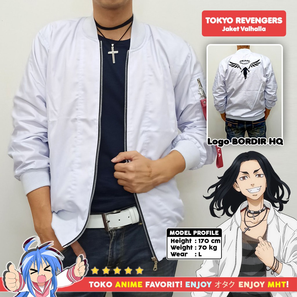 Jaket Bomber Anime Tokyo Revengers Valhalla Keisuke Baji Kazutora Hanemiya Manga Version White Putih