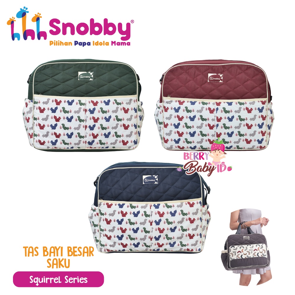 Snobby Tas Bayi Besar Saku Depan Baby Travel Diaper Bag Multifungsi Berry Mart