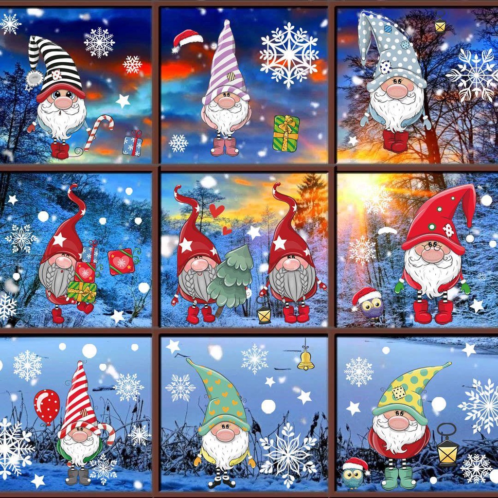 Top Natal Ornamen Sticker Stiker Dinding Seni Decal Removable Santa Claus Xmas PVC Stiker