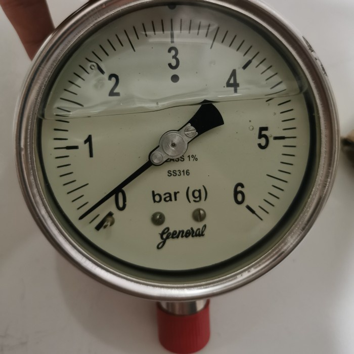 Pressure Gauge 6Bar Dial 4" Con 1/2" NPT Bottom GENERAL Liquid