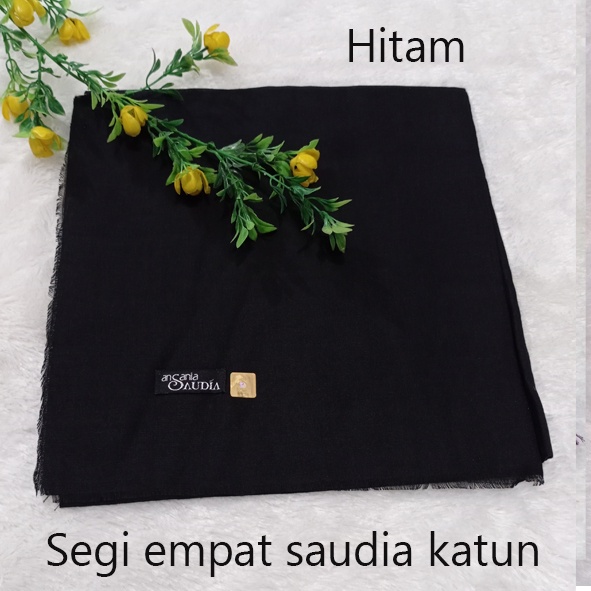 Segi empat Saudia ansania/jilbab polos katun premium jahit tepi