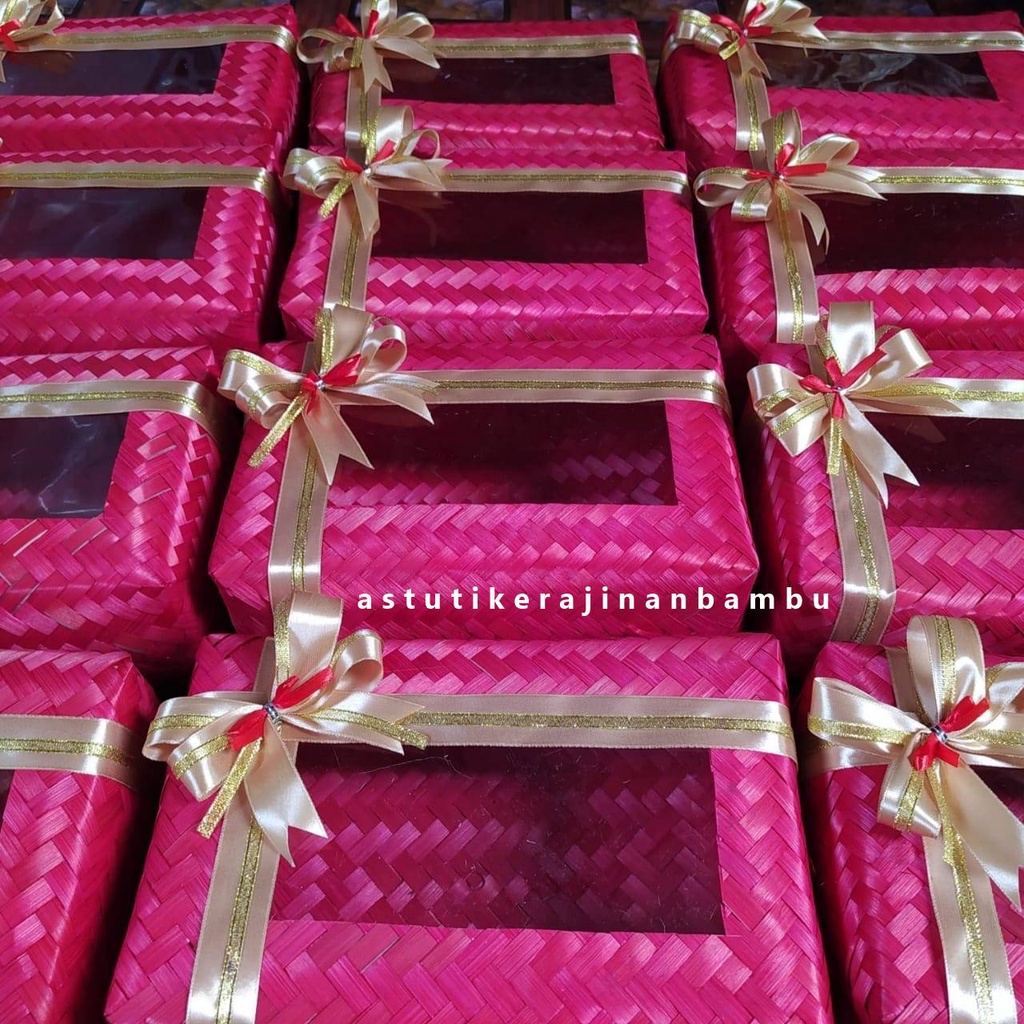 

sepasang Besek Persegi Panjang 20 x 30 x 8 cm Mika + Pita Warna/Besek Jumbo/Besek Kain Bridesmaid/Besek Hampers