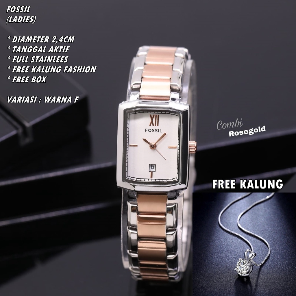 JAM TANGAN WANITA FASHION RANTAI BODY SEGI TANGGAL AKTIF FREE KALUNG