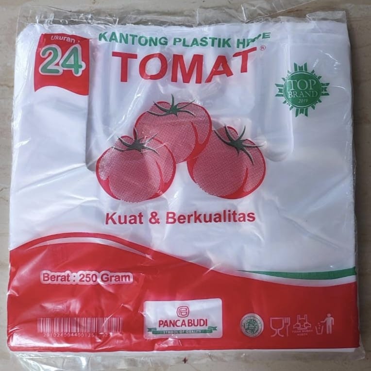 Kantong Plastik/Kresek Bening Panjang HDPE Merk TOMAT Uk 24 isi -+ 60Pcs
