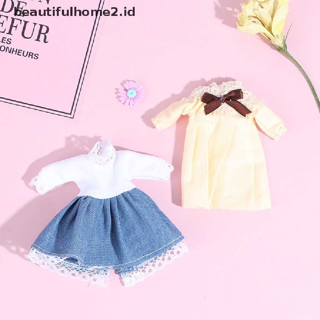 (beautifulhome2.id) Mainan Dress Mini Tanpa Lengan Untuk Aksesoris Rumah Boneka 1: 8 DIY