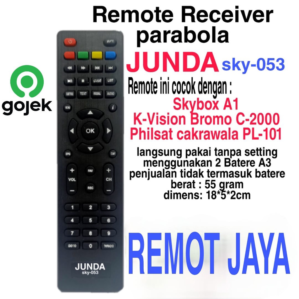 REMOTE RECEIVER PARABOLA SKYBOX A1 JUNDA SKY-053 SEPERTI ORIGINAL