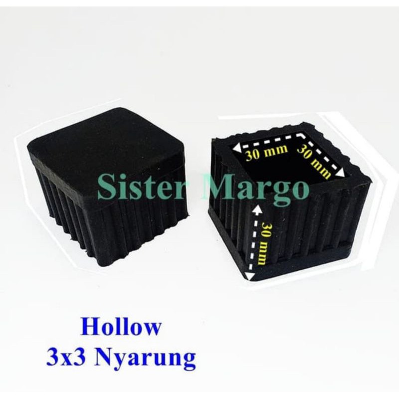 Karet Kaki Besi Kotak Hollow Holo 3x3 Nyarung - 4PCS