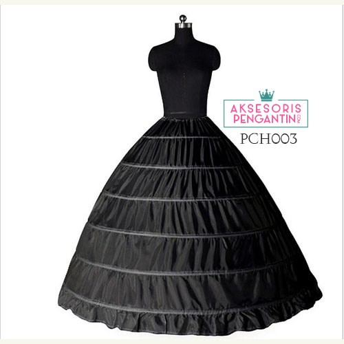 [PALING MURAH] Petticoat Gaun Pengantin l Rok Pengembang Ball Gown Hitam(6Ring) - PCH003