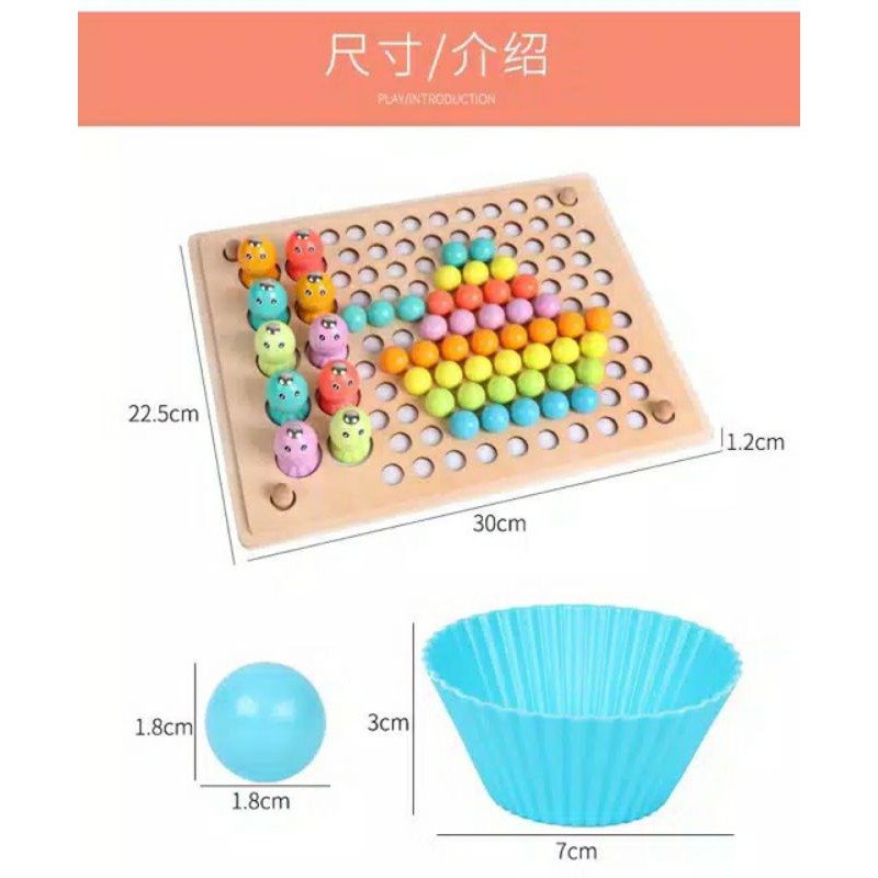 MAINAN MONTESSORI BERHITUNG / WARNA - BEADS HOLDER PEARL FISHING MEMORY GAME