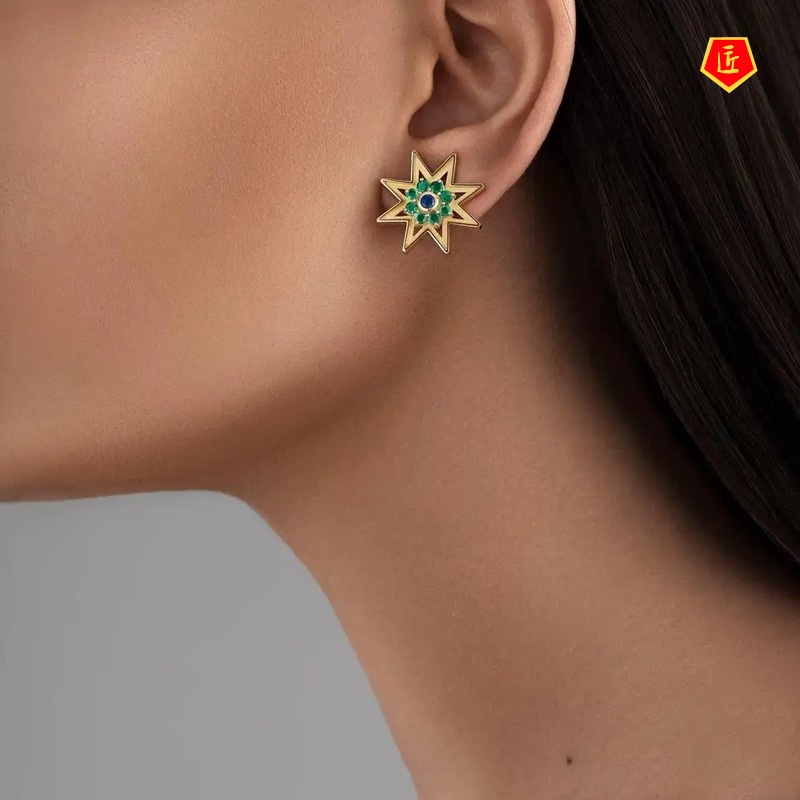 [Ready Stock]New Irregular Star Moon Stud Earrings High Profile Fashion