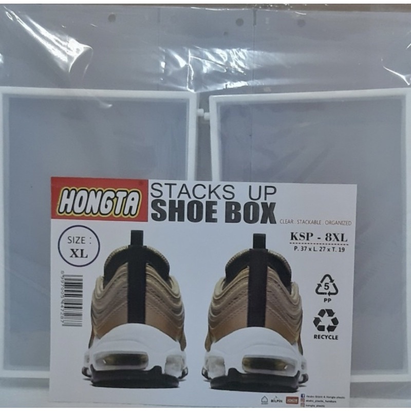 HONGTA KOTAK SEPATU ACRYLIC TRANSPARAN/ BOX SEPATU SIZE M &amp; XL - XL