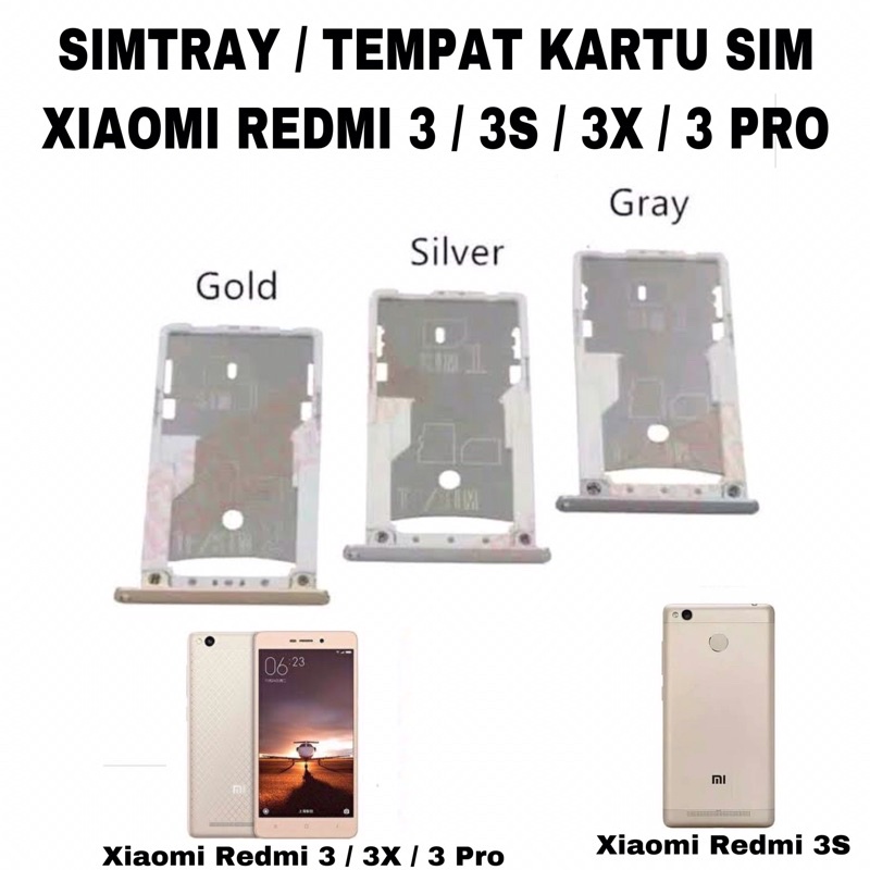 SIMTRAY XIAOMI REDMI 3 / 3X / 3S / 3 PRO / SIMLOCK TEMPAT KARTU SIM HOLDER