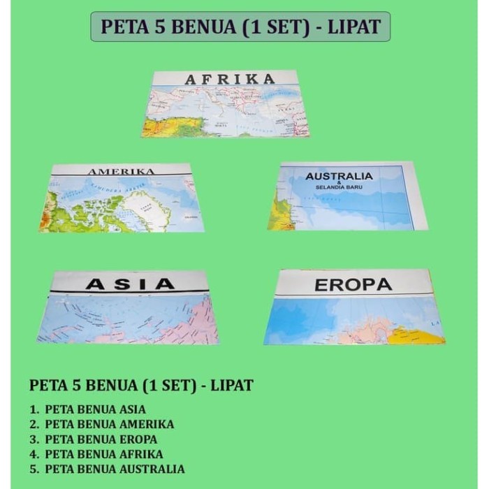 PETA 5 BENUA - LIPAT (1 SET = 5 BUAH PETA)