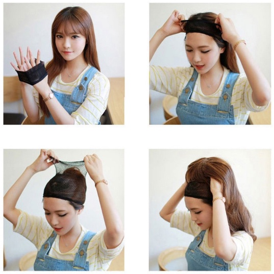 Wig Cap Hair Nett Pasang Wig Jaring Rambut Palsu Hijab Kerudung Elastis Stretch