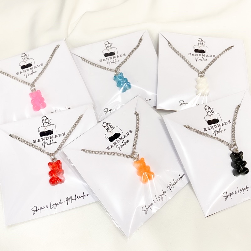 gummy bear necklace/ kalung bear aesthetic / kalung rantai silver gummybear