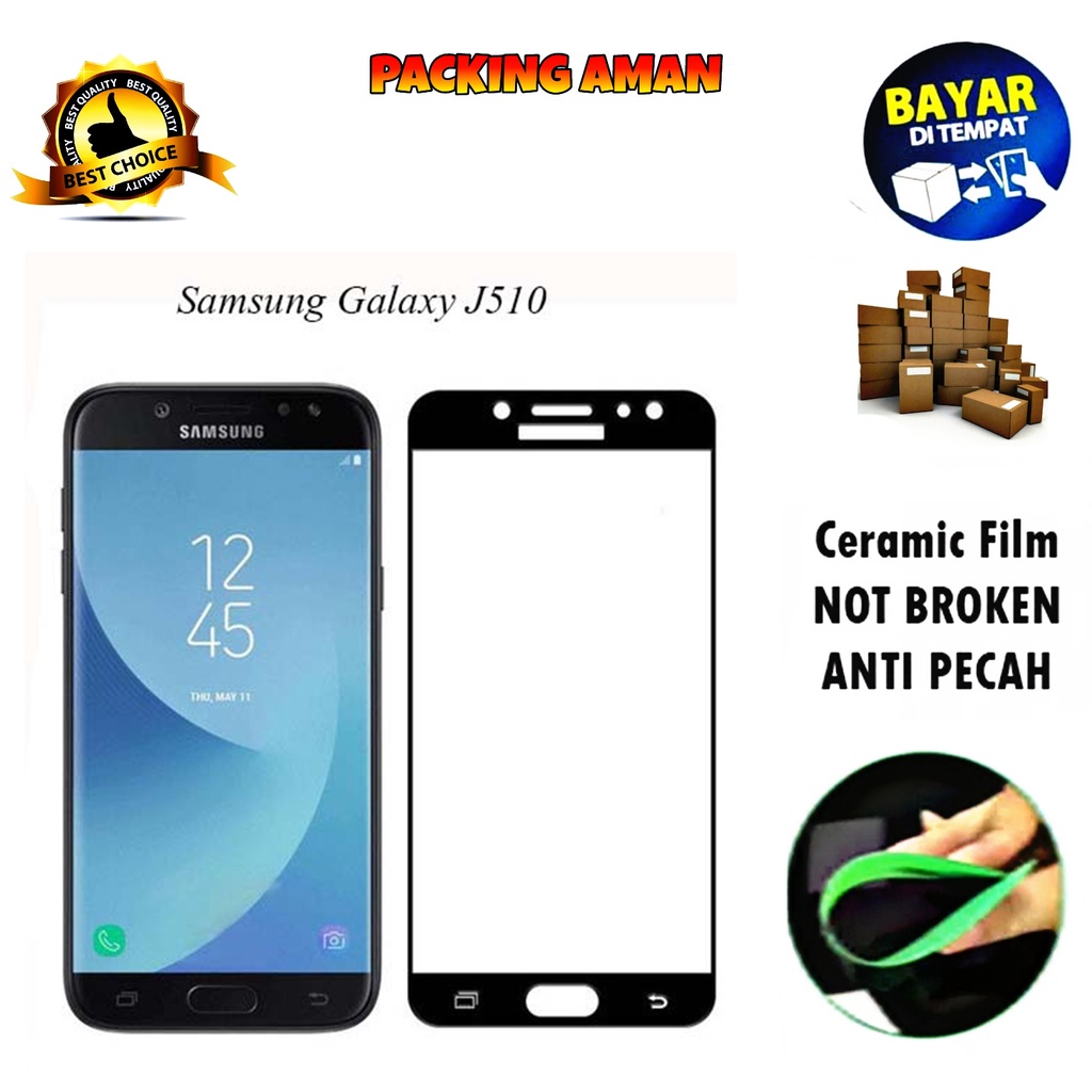 Tempered Glass Samsung Galaxy J510 J5 2016 FULL COVER FULL SCREEN Ceramic Film Anti Gores