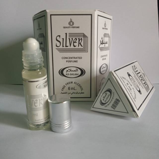 Parfum 6ml aroma SILVER roll on 100% non al kohol merk AS-SALAM