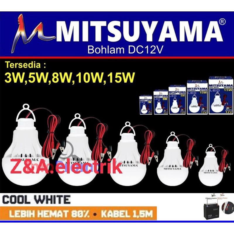 Lampu Bohlam LED 12V MS-7308DC MITSUYAMA 8w + kabel 1,5