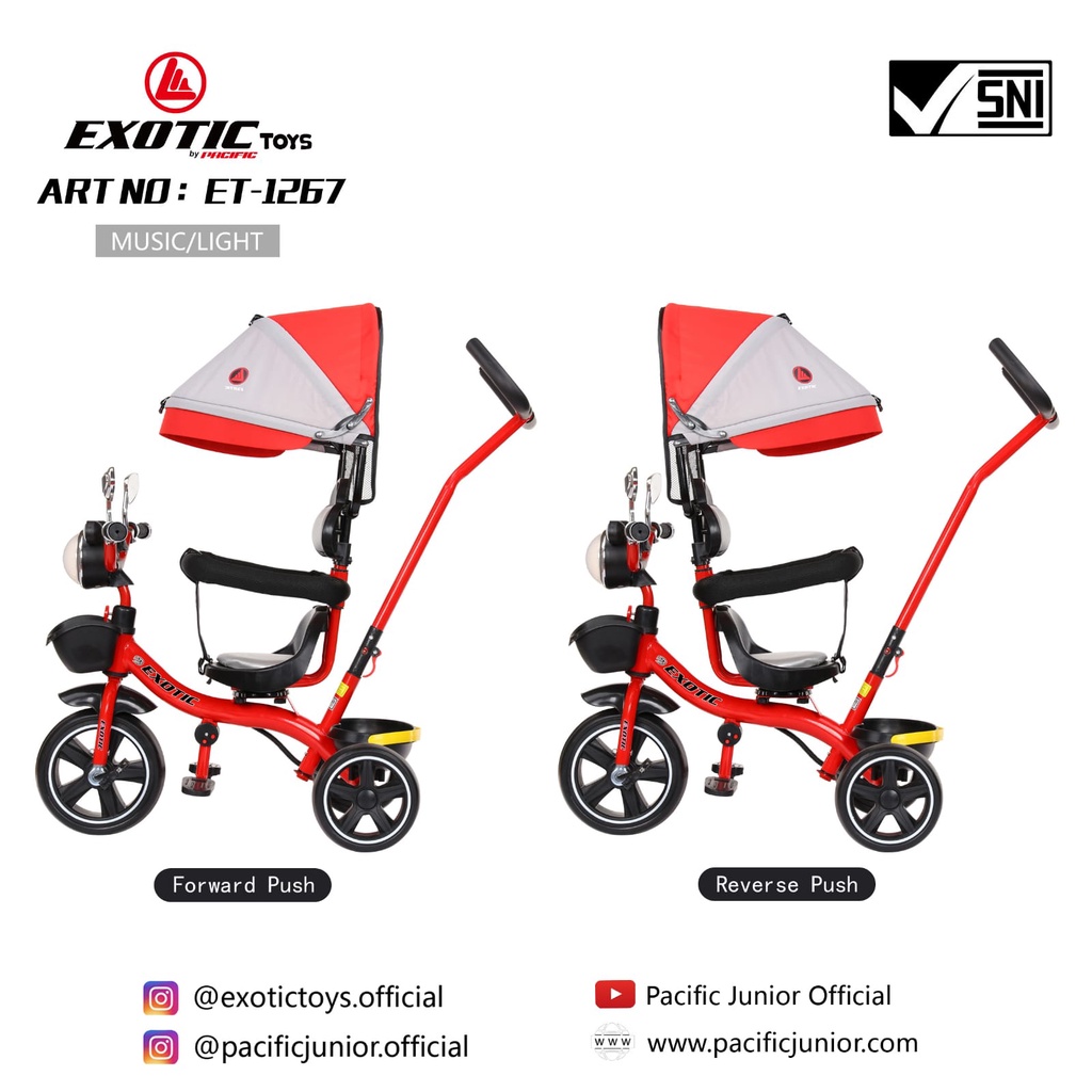 Tricycle Exotic ET 1267 ET1267 Baby Stroller Model Motor Dorongan Anak Bayi Sepeda Anak Roda Tiga 3 ET1265 ET 1265 ET1263 ET 1263 ET1267 ET 1267 ET1268 ET 1268 ET2251 ET 2251 AT7705 AT 7705 AT7702 AT 7702 AT7711 AT 7711 AT7713 AT 7713-MERAH