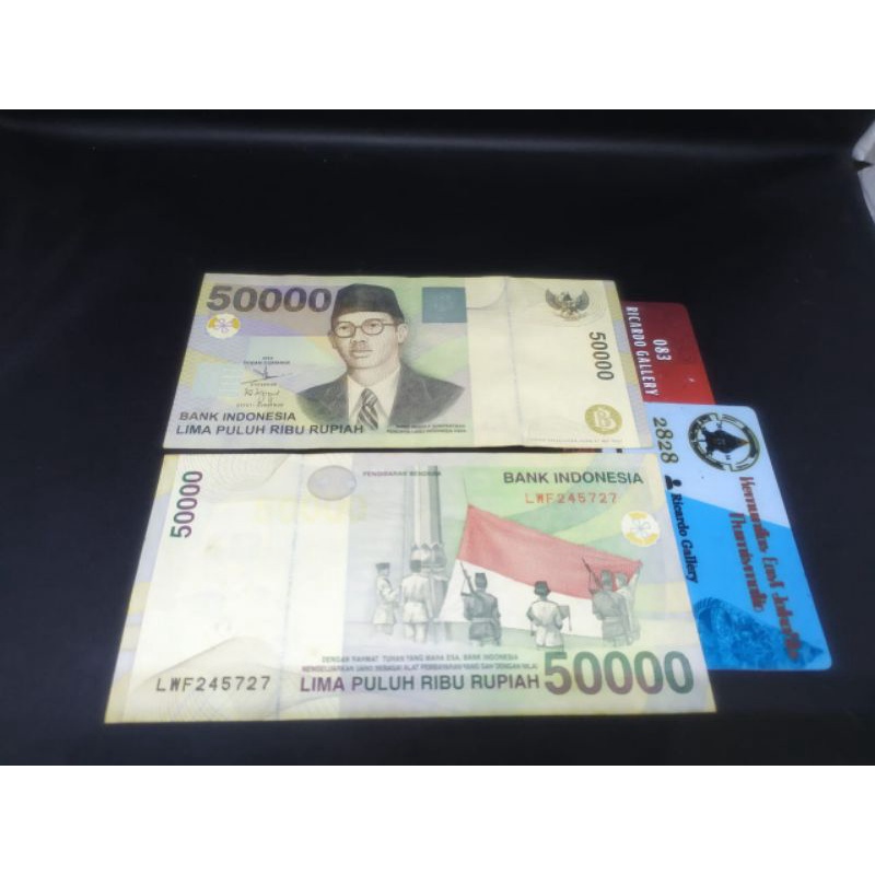 uang kuno kertas 50.000 rupiah 50 ribu wr Soepratman mulus gress