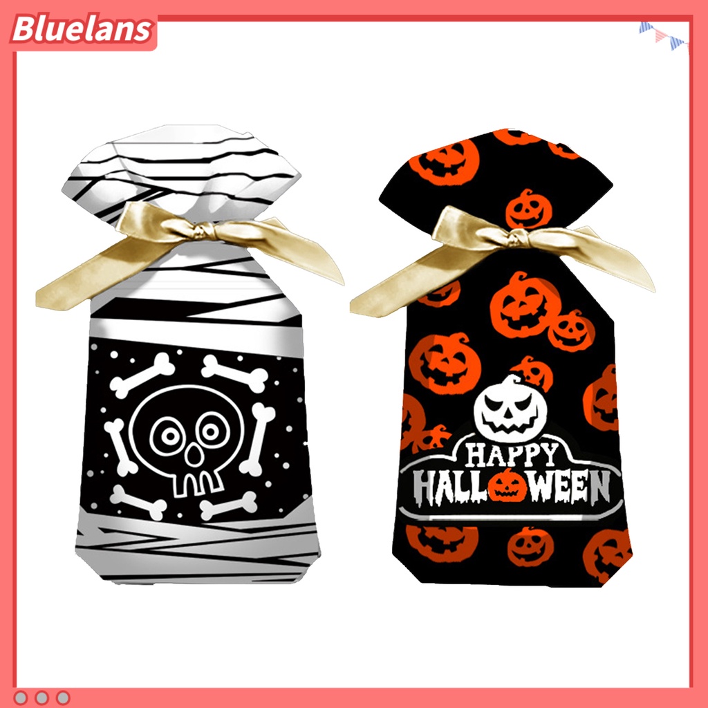 50 Pcs Tas Permen Multifungsi Motif Labu Halloween