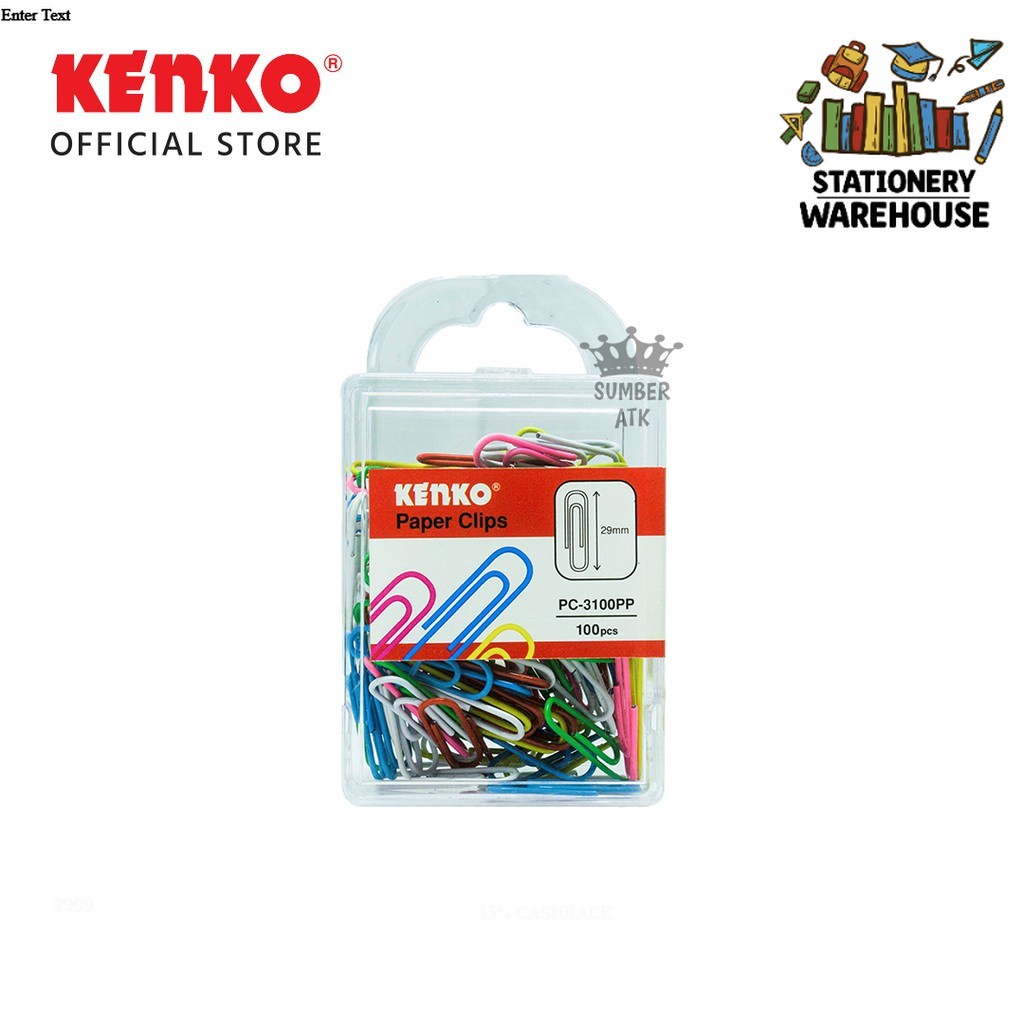 

Paper Clips KENKO / Penjepit Kertas PC-3100PP Warna Warni ( isi 100 PCS ) - 1 Set