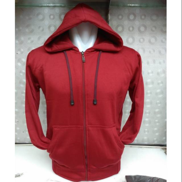 Hoodie Sweater Jumper Polos Resleting cotton flece tebal