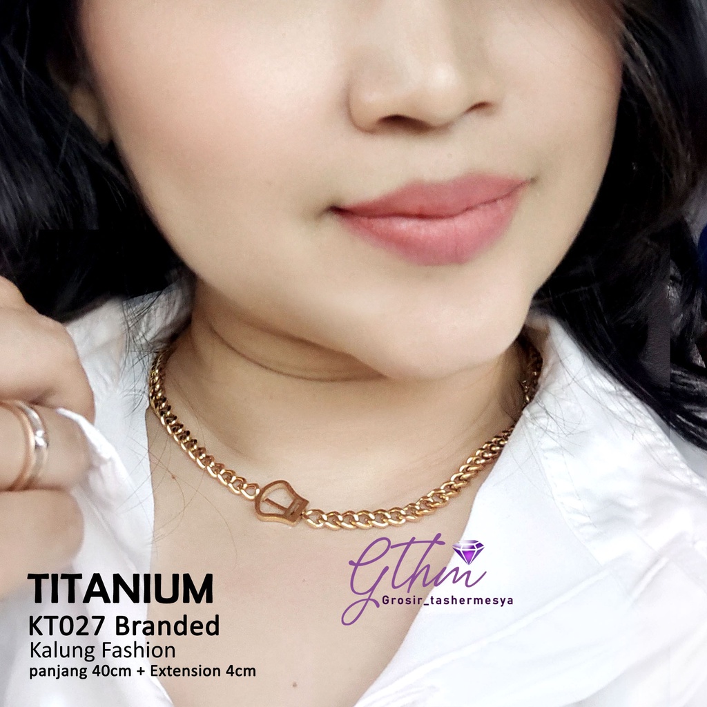 kalung titanium wanita SF kt027 gesper Kelly branded style perhiasan imitasi pengganti emas asli keren banget