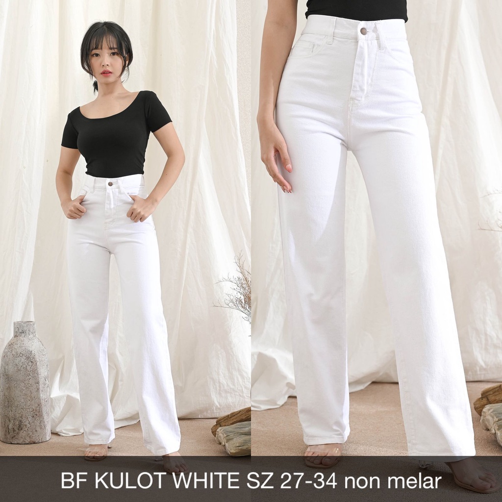 CELANA JEANS WANITA BF KULOT WHITE