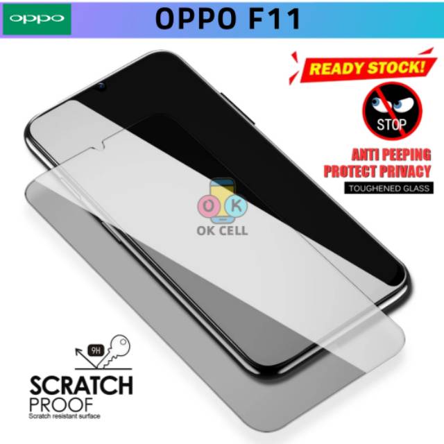 OPPO F11 Tempered Glass Anti Spy Full Layar-TG Anti Gores Spy Oppo F11 Screen Protector Premium